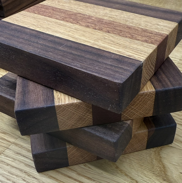 Handmade Hardwood Coasters – Black Walnut, Oak &amp; Mahogany