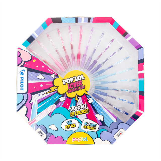 Set Lápices Gel Pop´Lol 0.7 16 un. Magenta Sky