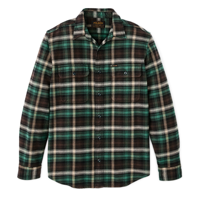 Filson Vintage Flannel Work Shirt Brown Cream Multi Plaid