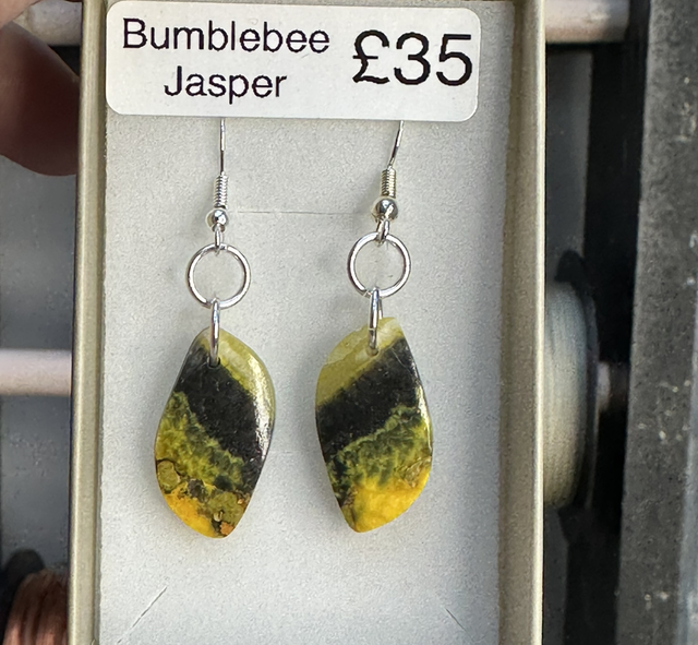 Bumblebee Jasper 925 silver ear hooks earrings 