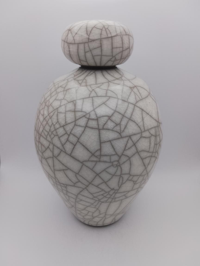 White Glazed Raku Stopper Vase