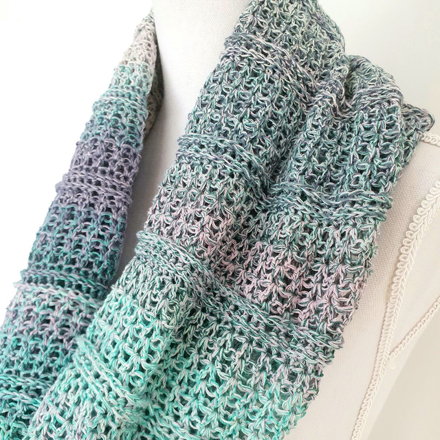 Col sjaal gehaakt - handgemaakt blauw-grijs katoenen zomersjaal