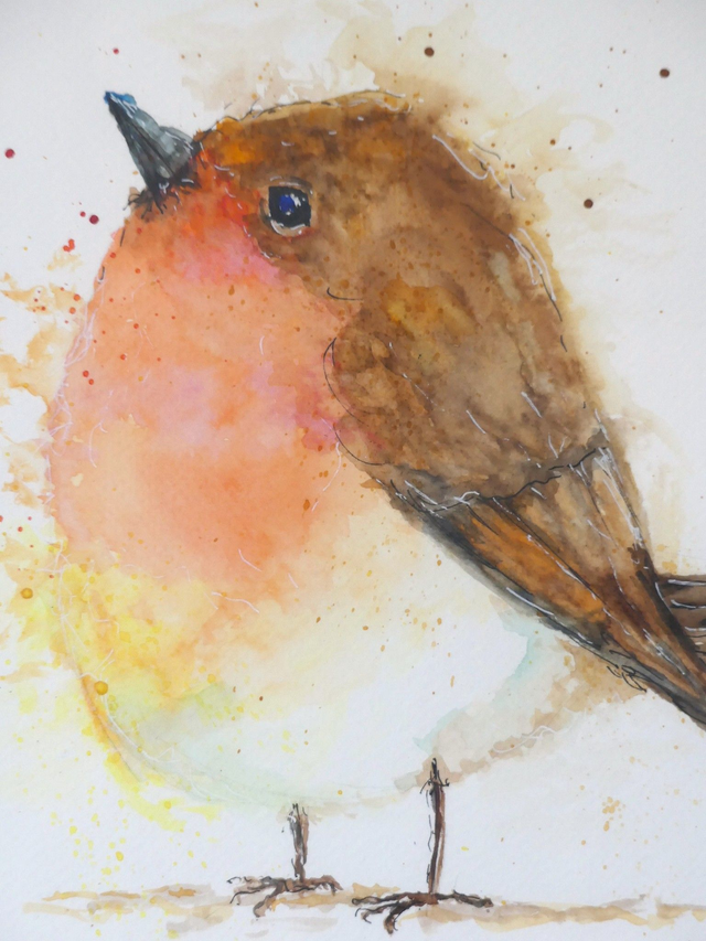 Robin - Original Watercolour Painting Framed 12" x 10"