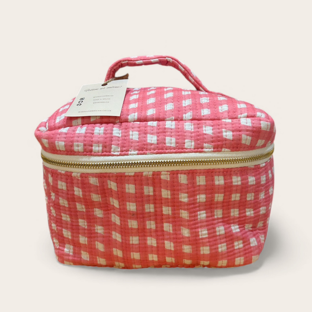 Pink Gingham Vanity Bag