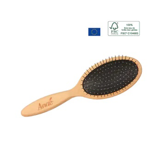 Brosse Plate Cheveux - Bois et Picots Inox