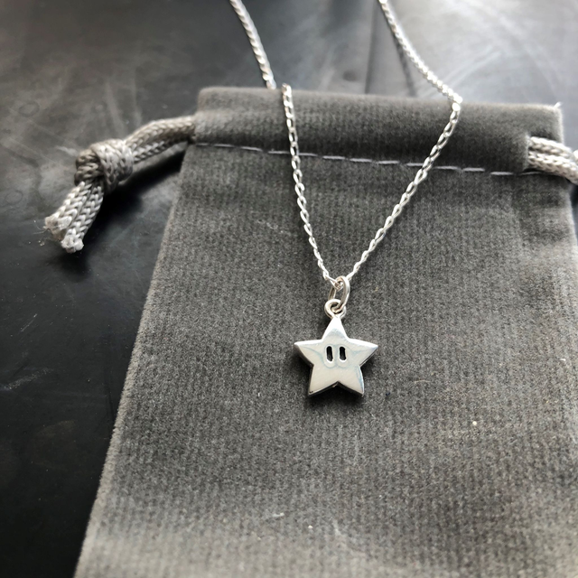 Super Mario star Pendant - handmade Sterling silver (small size)