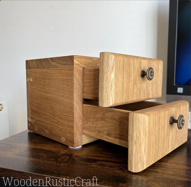 Small Handmade Solid Oak Chest of Drawers