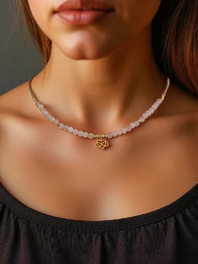 Ras de cou "Pierre de Lune" &amp; Symbole Sacré – Bijou lithothérapie