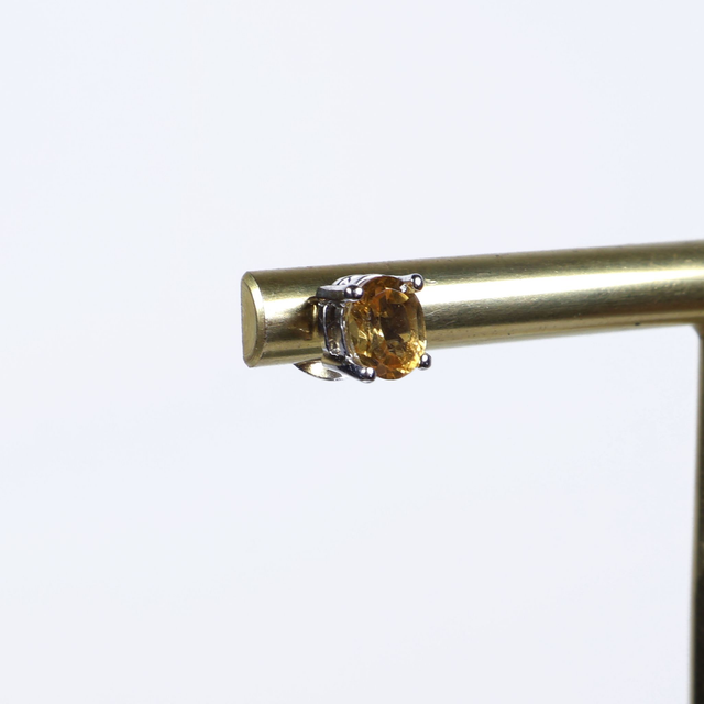Pair of Vintage Sterling Silver 925 Small Dainty Delicate 5x4mm Oval Cut Yellow Citrine Gemstone November Birthstone Stud Earrings