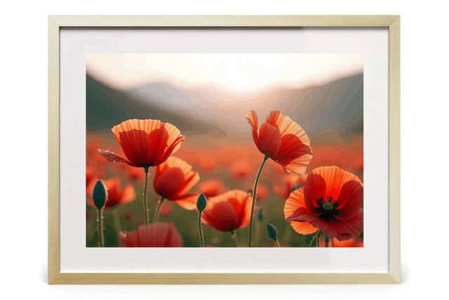 Tableau Coquelicots – Paysage Onirique et Naturel, Photo Encadrée Qualité Musée