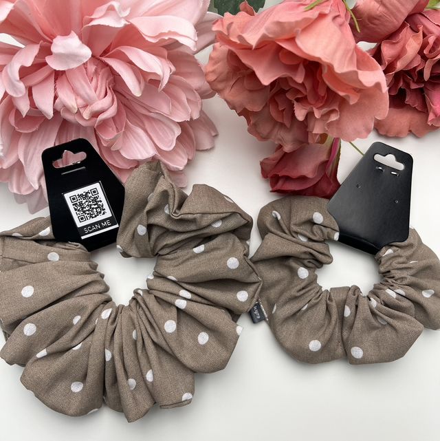 Scrunchie braun weiß gepunktet 