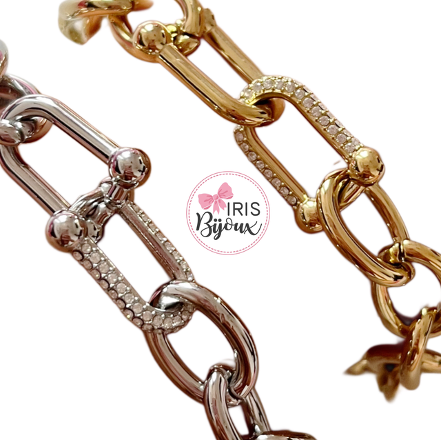 Bracciale catena con strass 