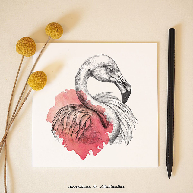 Carte &quot;Flamant rose&quot;