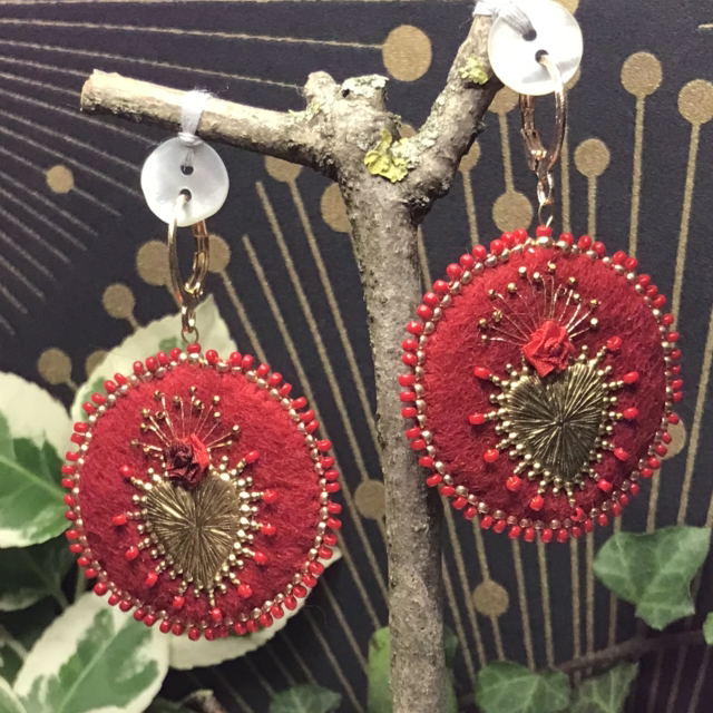 Bo rouge/or rond perlé 