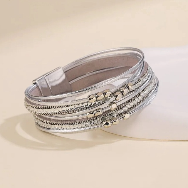 Multi Strand Sparkle Silver Wrap Bracelet