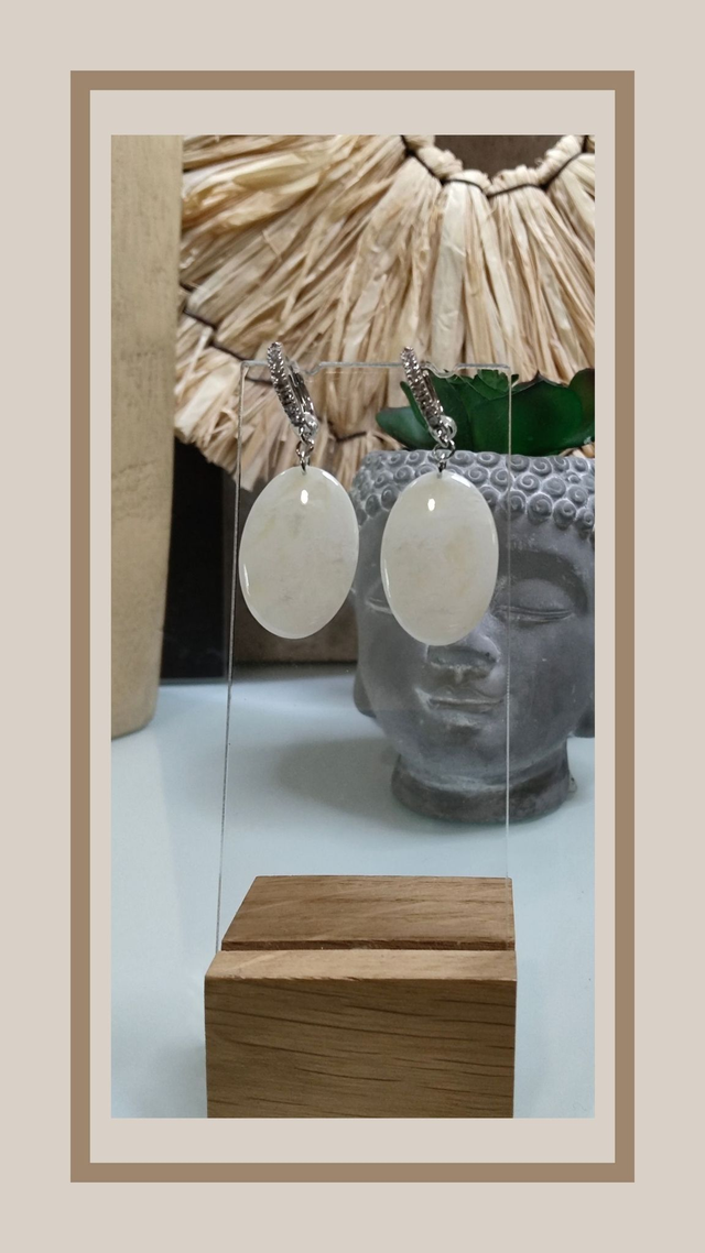 Boucles d&#039;oreilles 2 en1 blanc nacré 