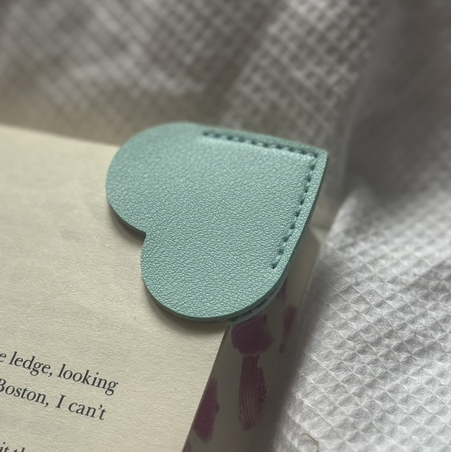 Personalised Leather Heart Bookmark | Light Blue | Engraved