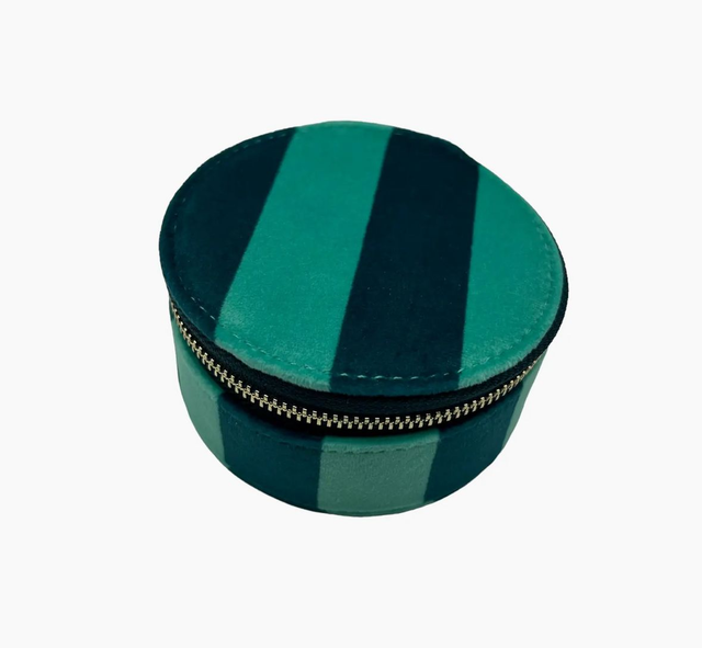 Teal Stripe Jewellery Pot