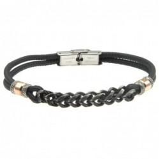 Bracciale uomo con catena in acciaio brunito