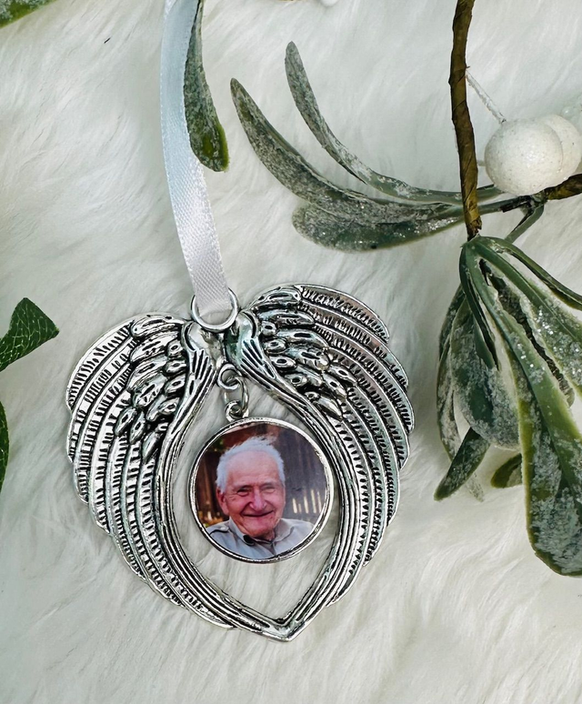 Memorial Photo angel wings hanging decoration