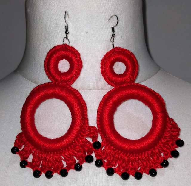 Double hoop earrings (Red)