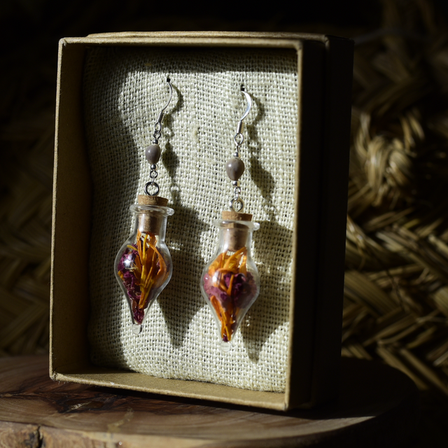 boucles fioles silver rose &amp; calendula