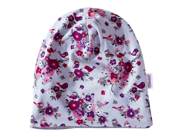 Beanie „Blumen grau“  