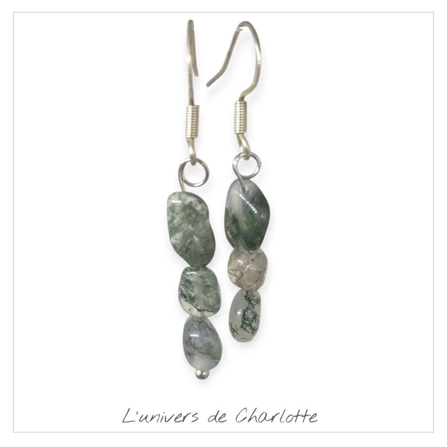 Boucles d'oreilles "Agate mousse" BO-028