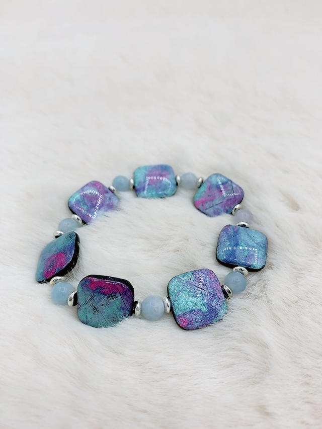 Bracelet "Etincelle" et pierre d'Aigue Marine