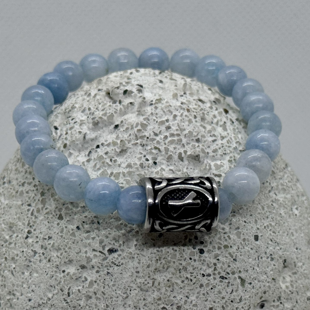 Bracelet en aigue-marine &amp; rune Naudhiz