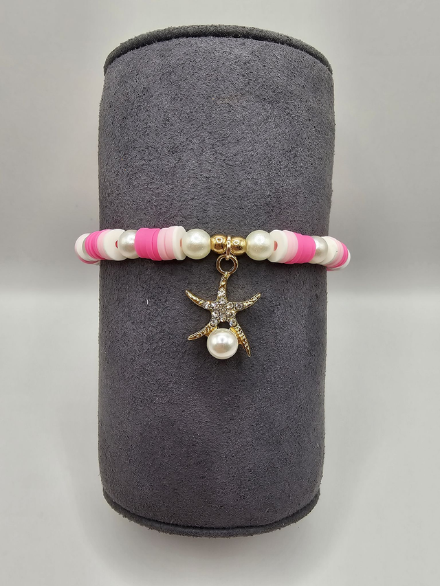 Heishi Clay Bead & Faux Pearl 'Starfish' Bracelet.