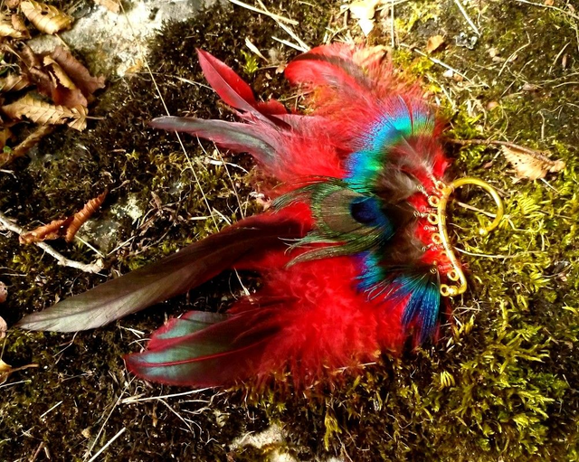 Tour d'oreille plumes longues colorées (plusieurs modèles disponibles)