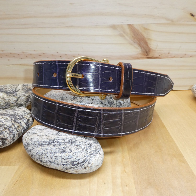 Ceinture croco violet / bronze taille 95