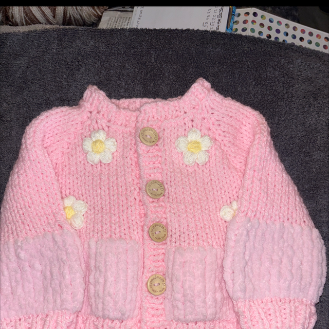 Pink flower cardigan 6-12months