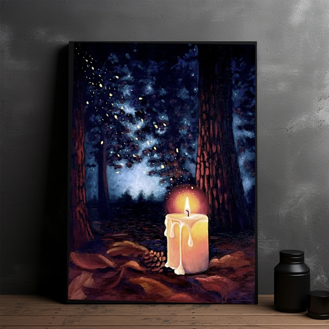 Original Painting Woodland Light