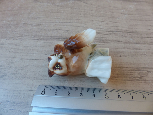 Miniature Bone China Figurine Hibou en Porcelaine - figurine hibou de collection ailes déployées Vintage - Japon