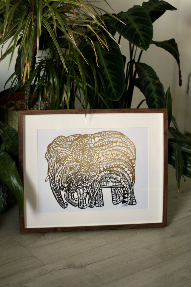 Elephant Family Foil Print