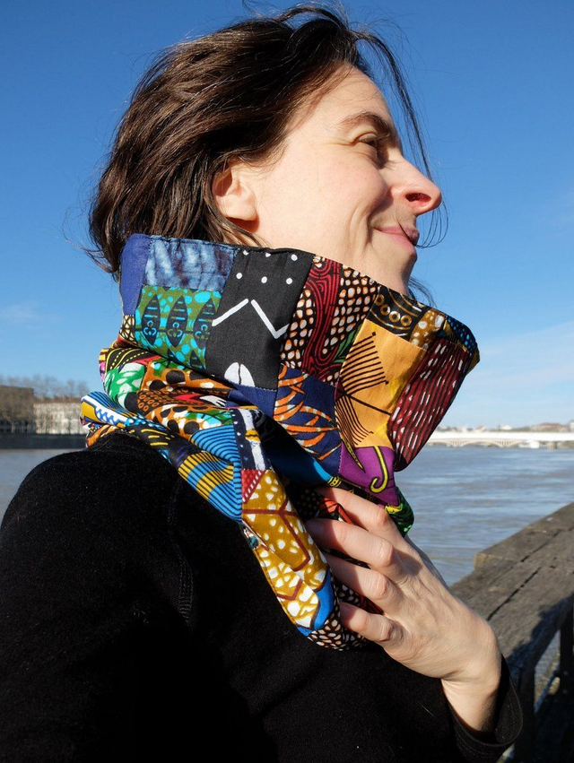 Maxi cache-cou SËTU - Patchwork wax & laine 