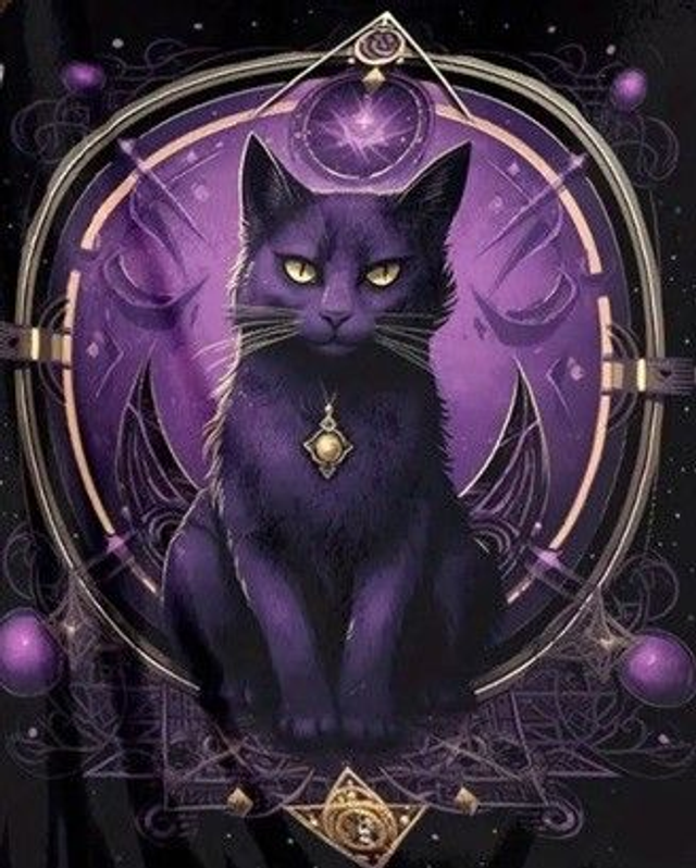 Chat noir et mauve couverture 130 cm x 150 cm