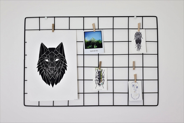 Linogravure A4 Loup Géométrique