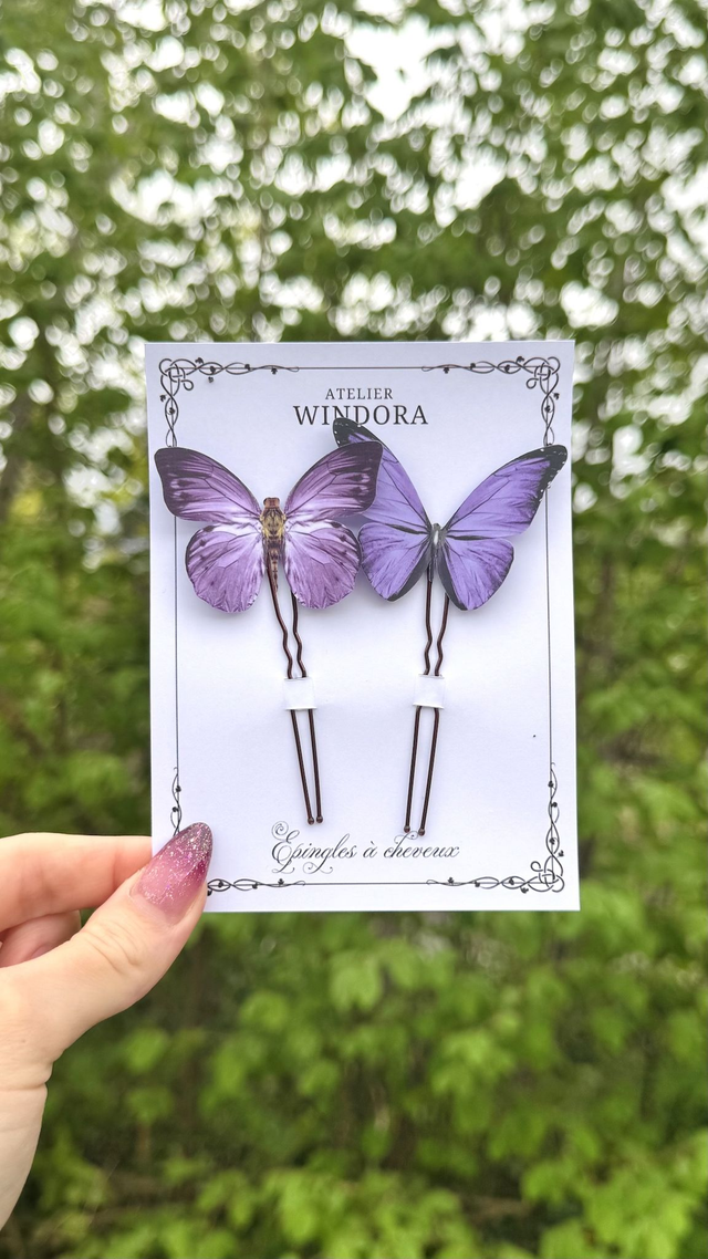 Duo Épingles à cheveux Papillons | Violet