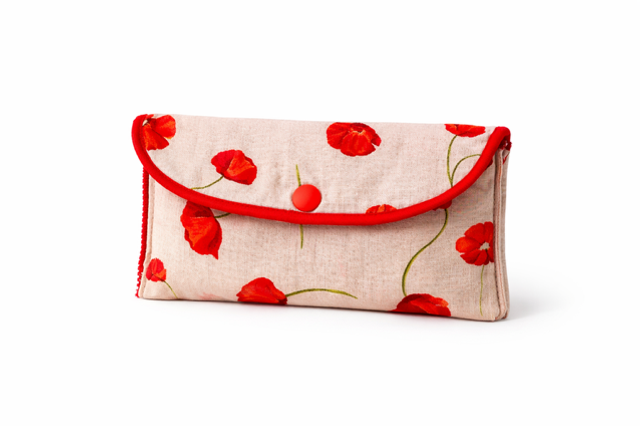 Pochette à lunettes nettoyante réversible modèle « Papaver »