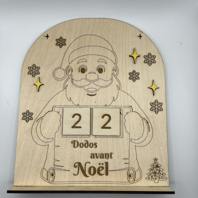 Compteur de dodo avant Noël personnalisé en bois