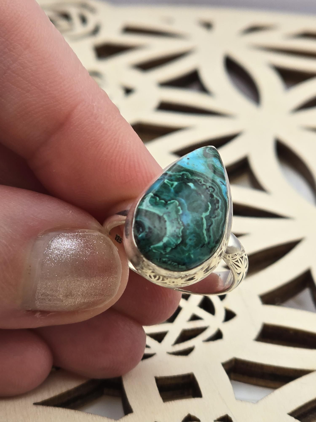 Bague Argent 925 Malachite Chrysocolle