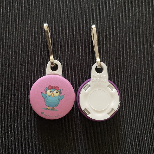 Tirette à fermeture éclair Chouette rose