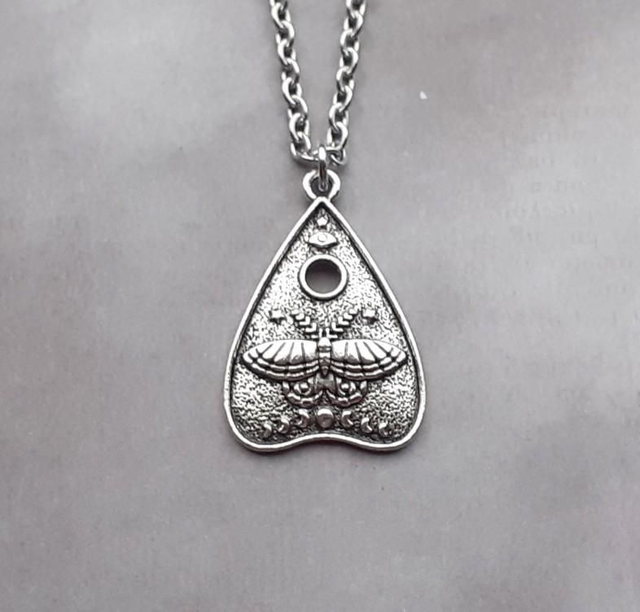 Moon Phases Moth Planchette Necklace 