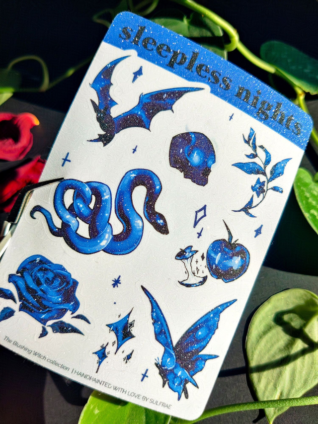 Sleepless Night Glitter Tiny Sticker Sheet