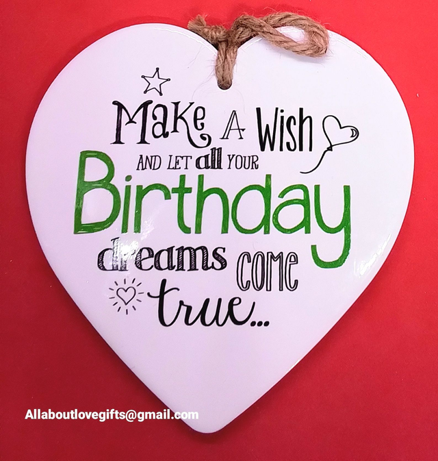 Beautiful Colourful Ceramic Heart Plaque Various designs to Choose.