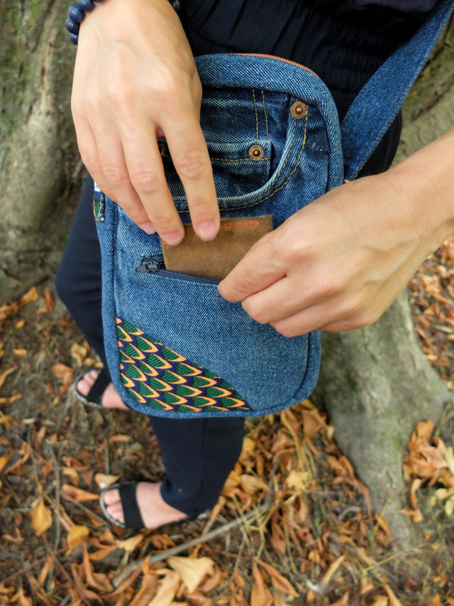 Sacoche MEDINA - Jean recyclé et wax | Création unique