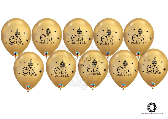 Eid Mubarak Gold Latex Balloons - B-EID003